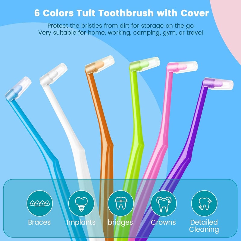 Fregum End Tuft Toothbrush for Orthodontic, Soft Bristles Angled Toothbrush for Braces, Implants, Retainers, Back Teeth, and Wisdom Teeth, 6 Pcs - Image 5